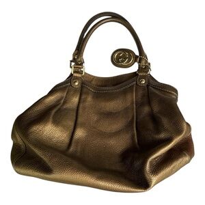 GUCCI Sukey Gold Beige Leather - Shoulder Bag  311944213045 Made in Italy